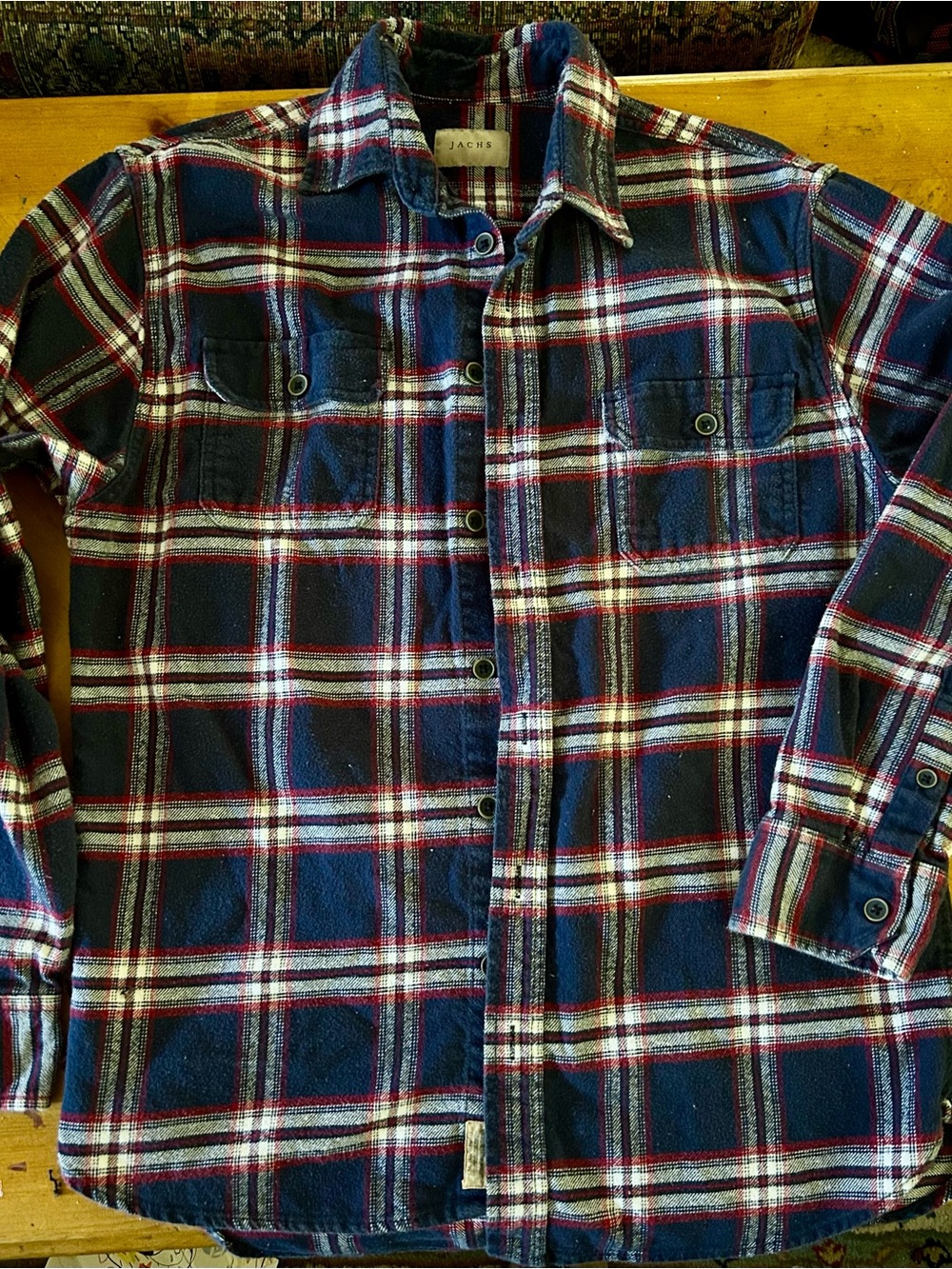 Jachs Navy, Red and White Plaid Button-Down Shirt